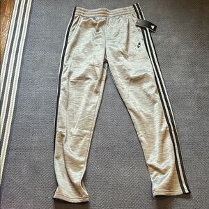 Adidas Kids Light Gray Joggers with Black Stripes